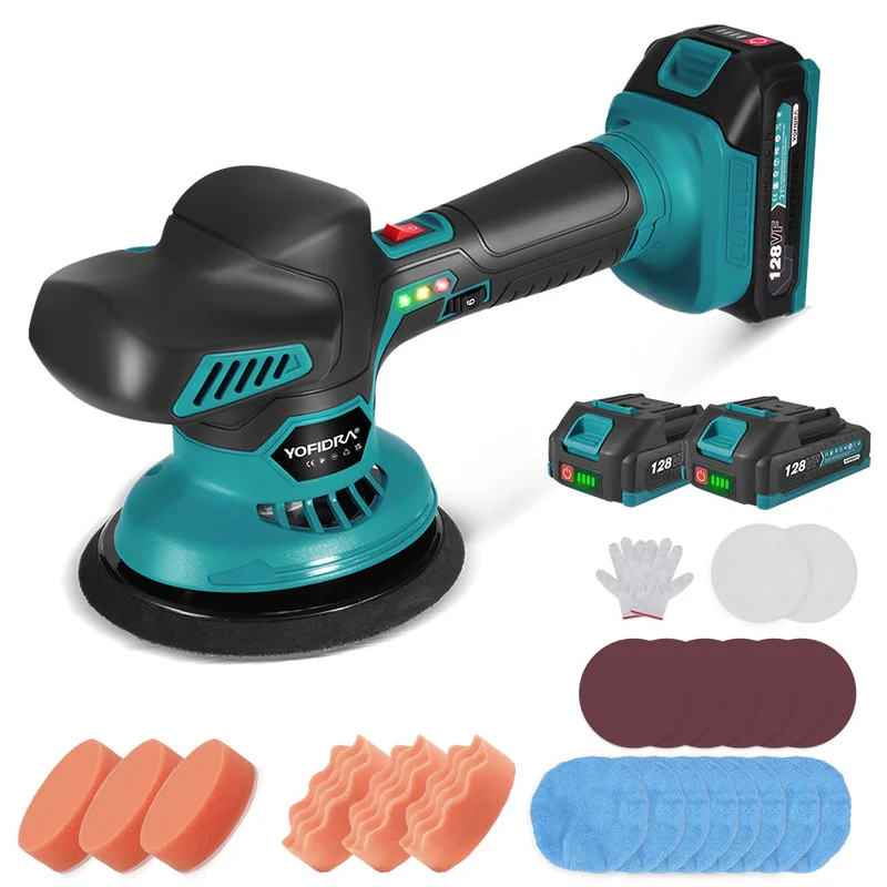 NewBeny 6-Inch 150mm Cordless Car Polisher 6 Gear [2 batteries and a charger included]