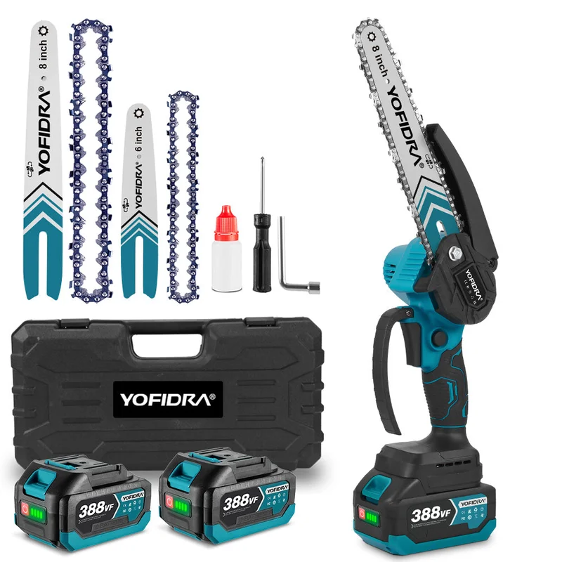 NewBeny 8 Inch & 6 Inch Brushless Cordless Chainsaw With 2 Batteries & Charger & Case