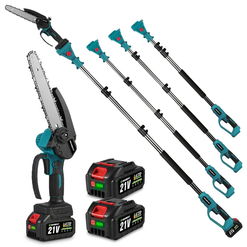 NewBeny 8 Inch Brushless Cordless Chainsaw With 2m Telescopic Extension Rod [2 batteries and a charger included]