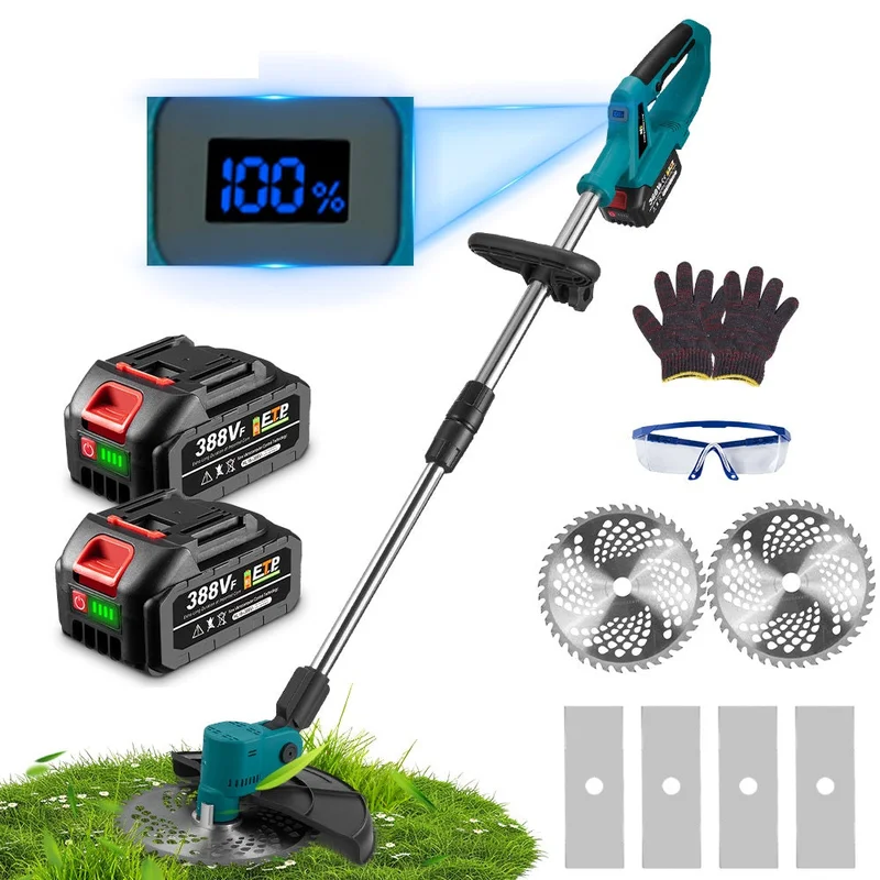 NewBeny 9 Inch Brushless Cordless Grass Trimmer Digital Power [2 batteries and a charger included]