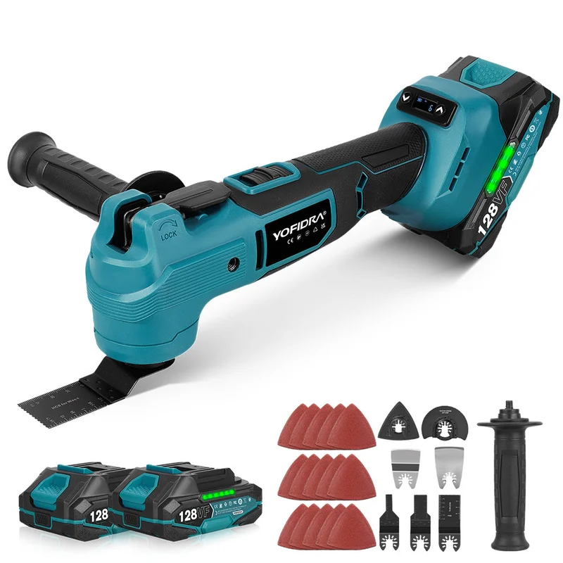 NewBeny Brushless Cordless Oscillating Multi Tool with 360 LED Ring Light [2 Batteries and a Charger Included]