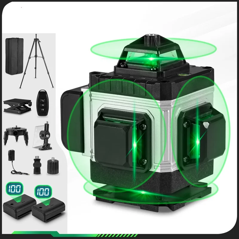 NewBeny Cordless 16 Lines Laser Level with Dual Battery & 120cm Tripod