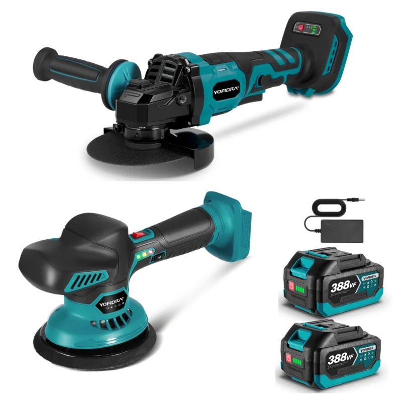 NewBeny Cordless Angle Grinder & Car Polisher Combo Kit With Accessories [2 batteries and a charger included]