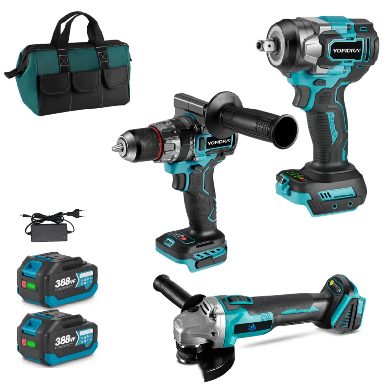 NewBeny Cordless Impact Wrench & Driver & Grinder Combo Kit [2 batteries and a charger included]
