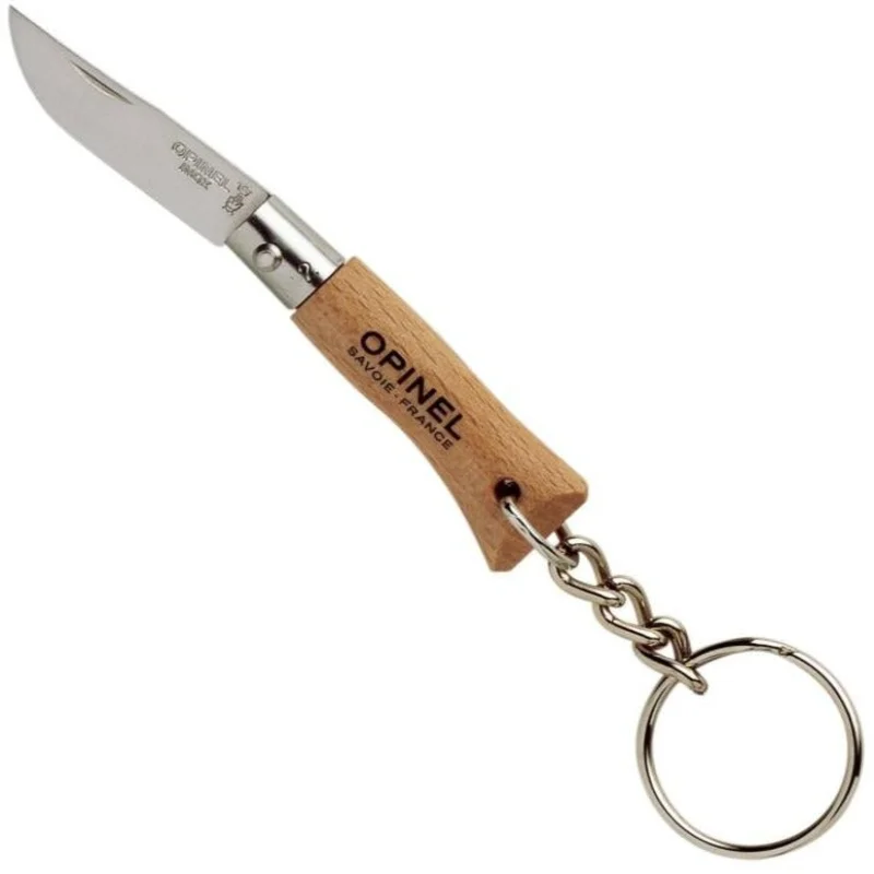 No.02 Stainless Steel Pocket Knife Beech Wood WITH Keychain
