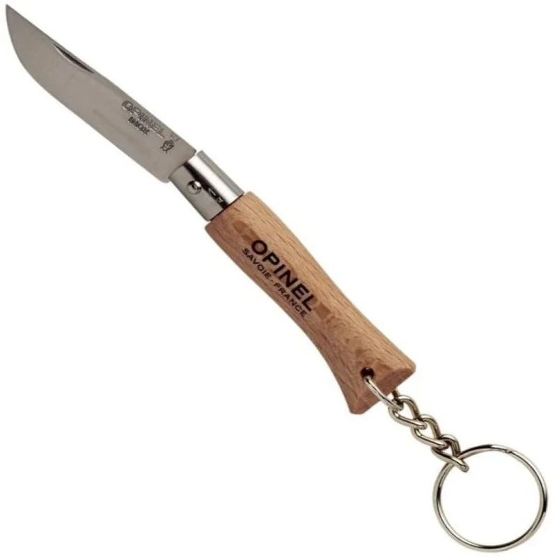 No.04 Stainless Steel Folding Knife Beech Wood WITH Keychain