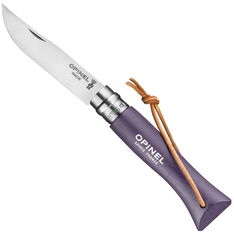 No.06 Stainless Steel Folding Knife with Lanyard Purple