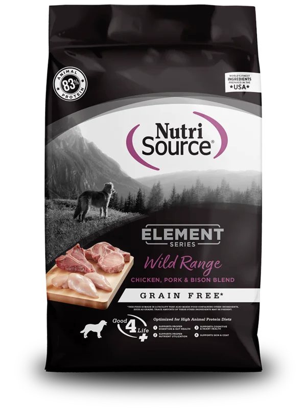 NutriSource Element Series Wild Range Recipe Grain Free Chicken, Pork & Bison Blend Dog Food