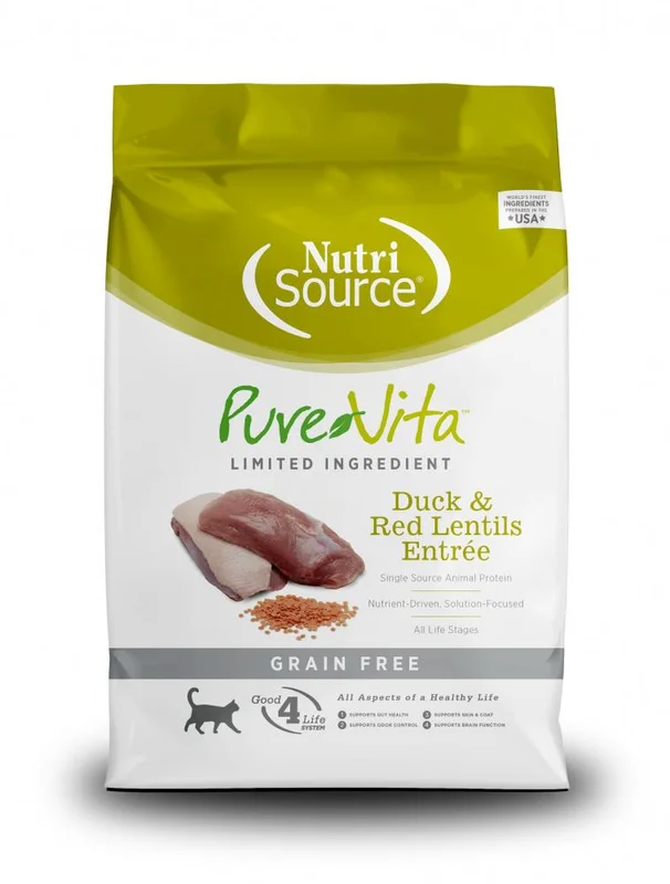NutriSource PureVita Grain Free Duck & Red Lentils Entre Limited Ingredient Cat Food