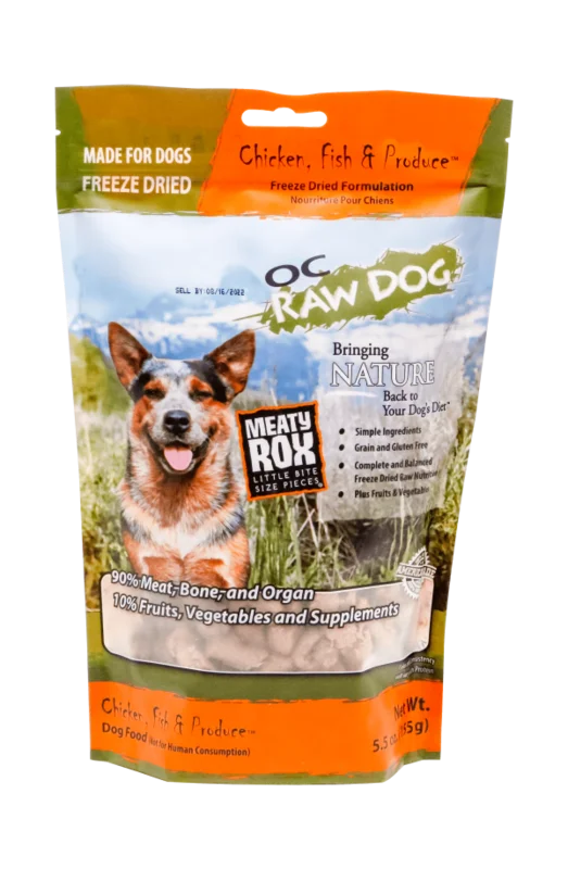 OC Raw Dog Freeze Dried Chicken, Fish & Produce Meaty Rox