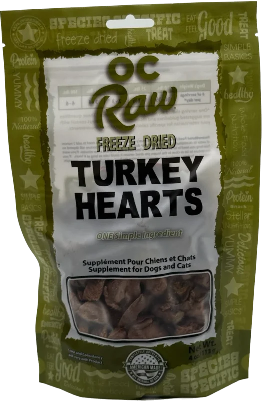 OC Raw Dog Freeze Dried Turkey Hearts 4oz