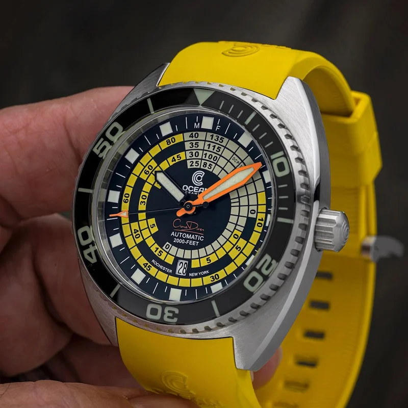 Ocean Crawler Decompression Timer - Yellow - 2 Rubber Straps! - Core Diver