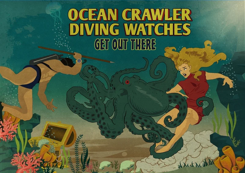 Ocean Crawler Diving Watches Poster - 18 X 24 Inches.