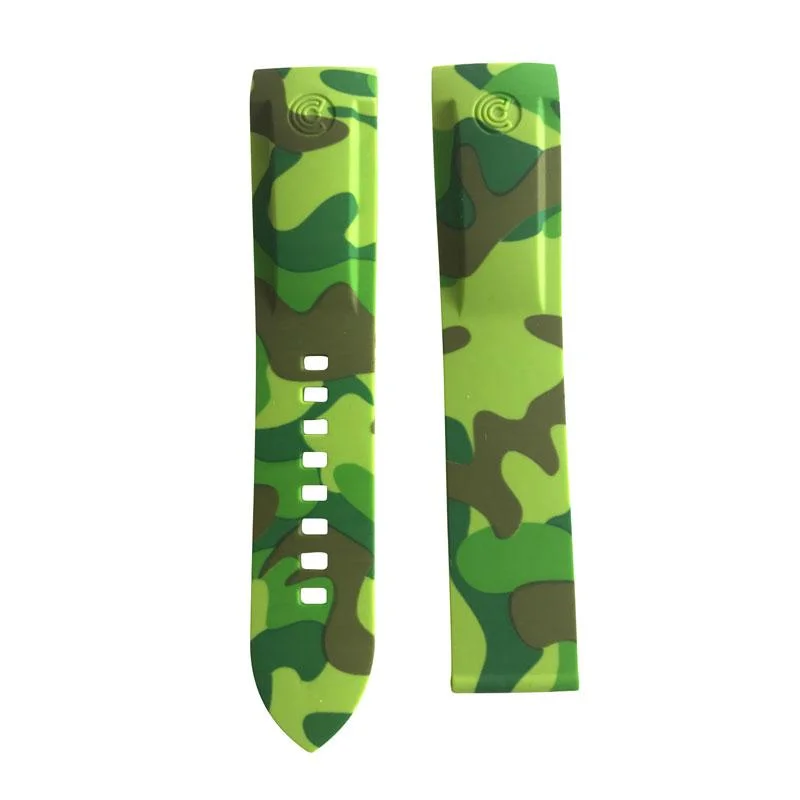 Ocean Crawler Green Camouflage Camo Rubber Band For Champion Diver/Paladino - 22mm