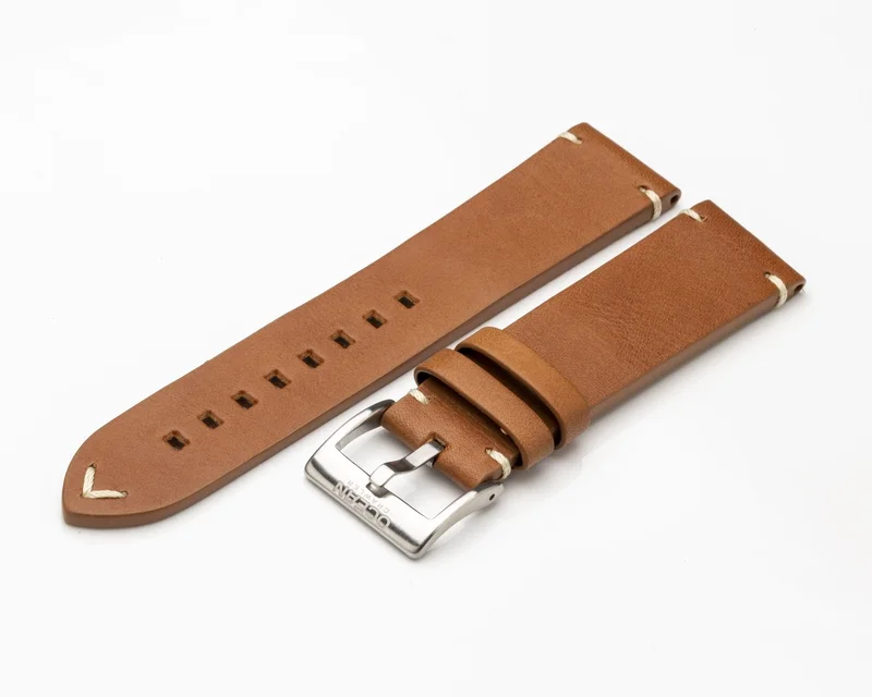 Ocean Crawler Light Brown Strap - Cream Stitching - 22mm