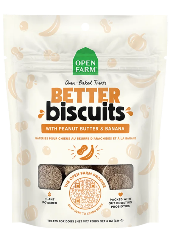 Open Farm Better Biscuits With Peanut Butter & Banana Recipe Dog Treats