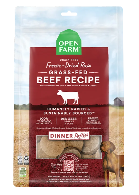 Open Farm Grass-Fed Beef Freeze Dried Raw Patties for Dogs