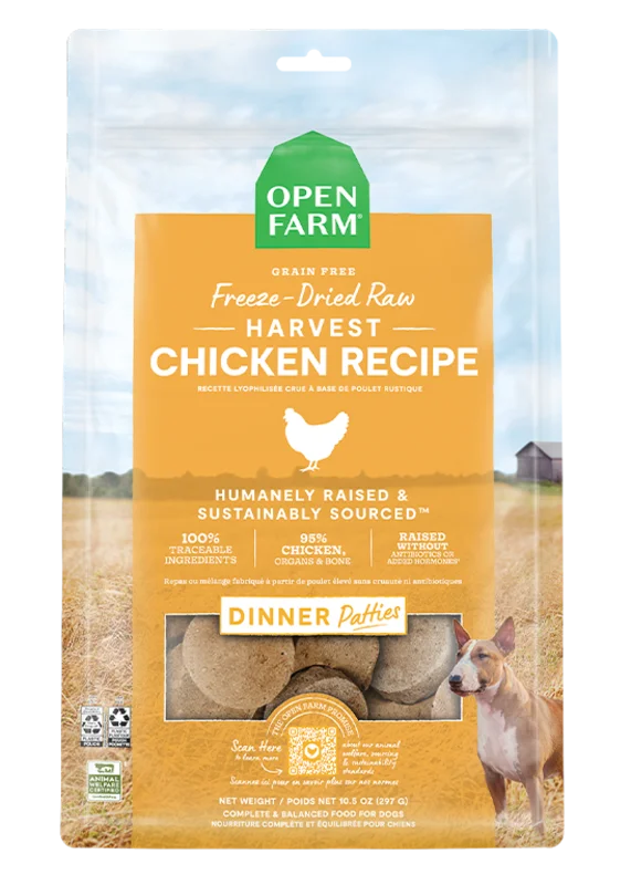 Open Farm Harvest Chicken Freeze Dried Raw Patties for Dogs