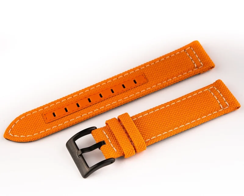 Orange canvas strap with signed PVD buckle - 20mm