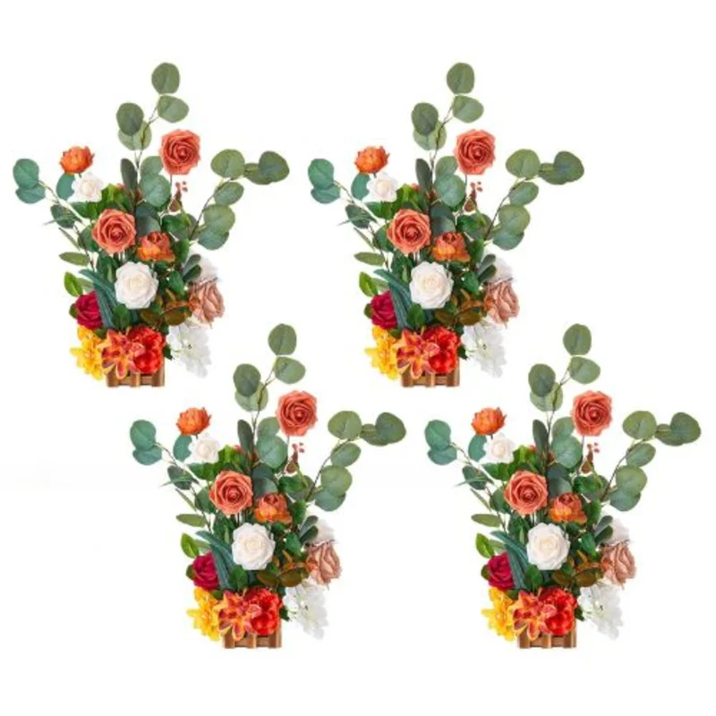 Orange Floral Centerpieces Freestanding Flower Arrangements for Wedding JN-PJ-01 (Pack of 4)