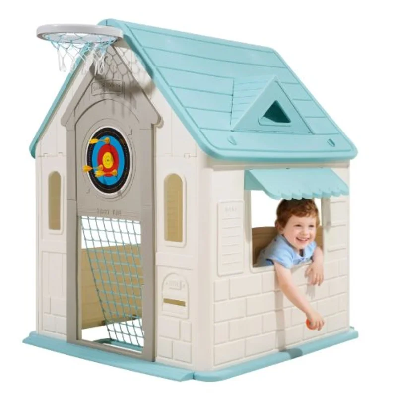 Outdoor 5-in-1 Toddler Playhouse with Games & Slide Smooth-Edge Plastic, Ages 2+ for Kids