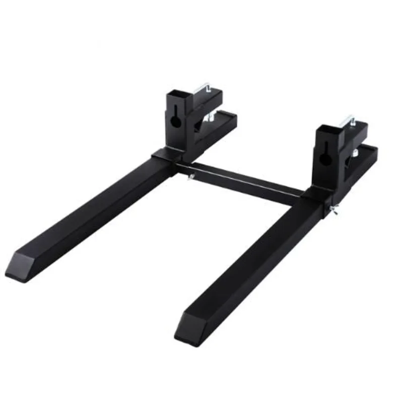 Pallet Forks Clamp On Tractor Bucket Forks with Adjustable Stabilizer Bar Heavy Duty Front Loader Forks Fork Attachment for Skid Steer