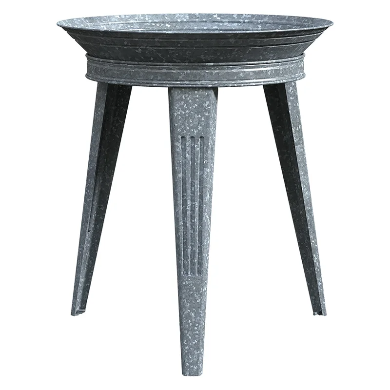 Panacea Galvanized Vintage Metal Bird Bath and Stand