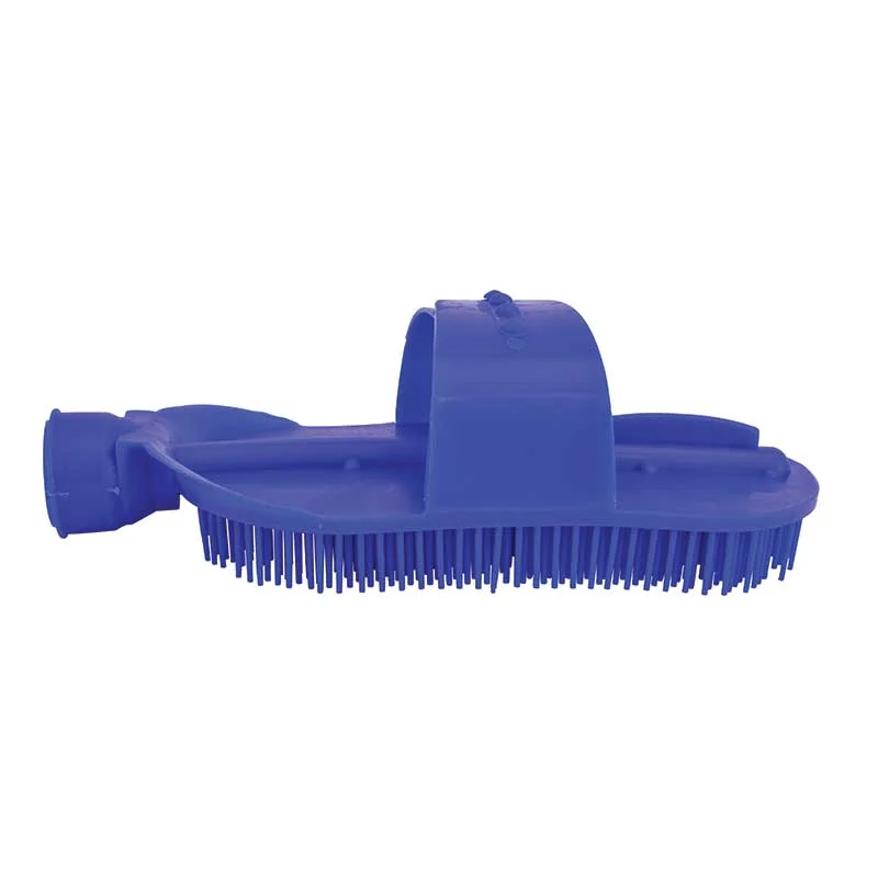 Partrade Plastic Curry Comb With Strap and Hose Attachment Blue