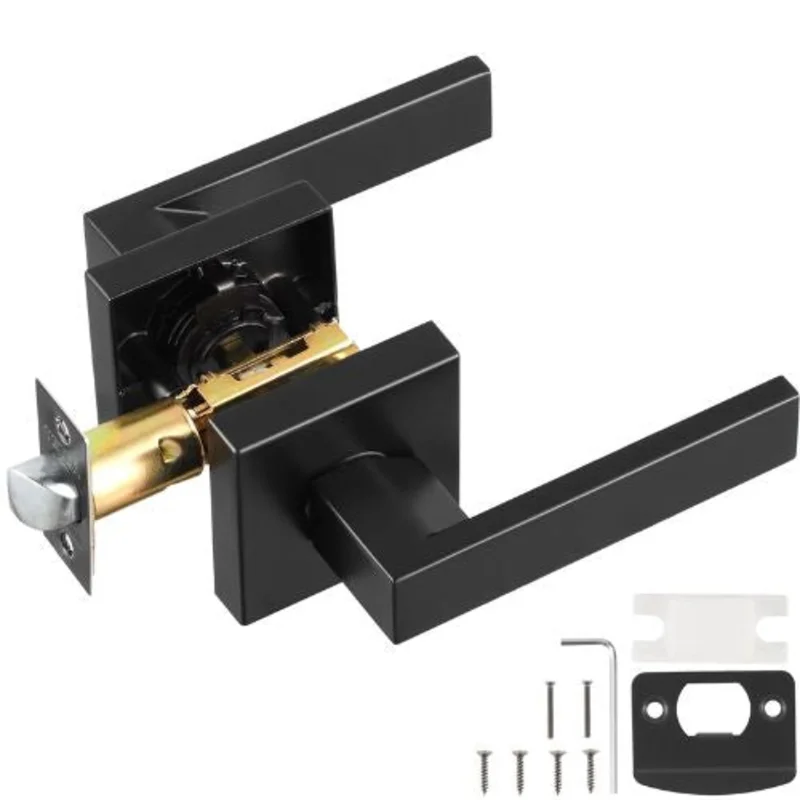 Passage Door Handle Matte Black Door Lever for Hallways Closets Meeting Spaces