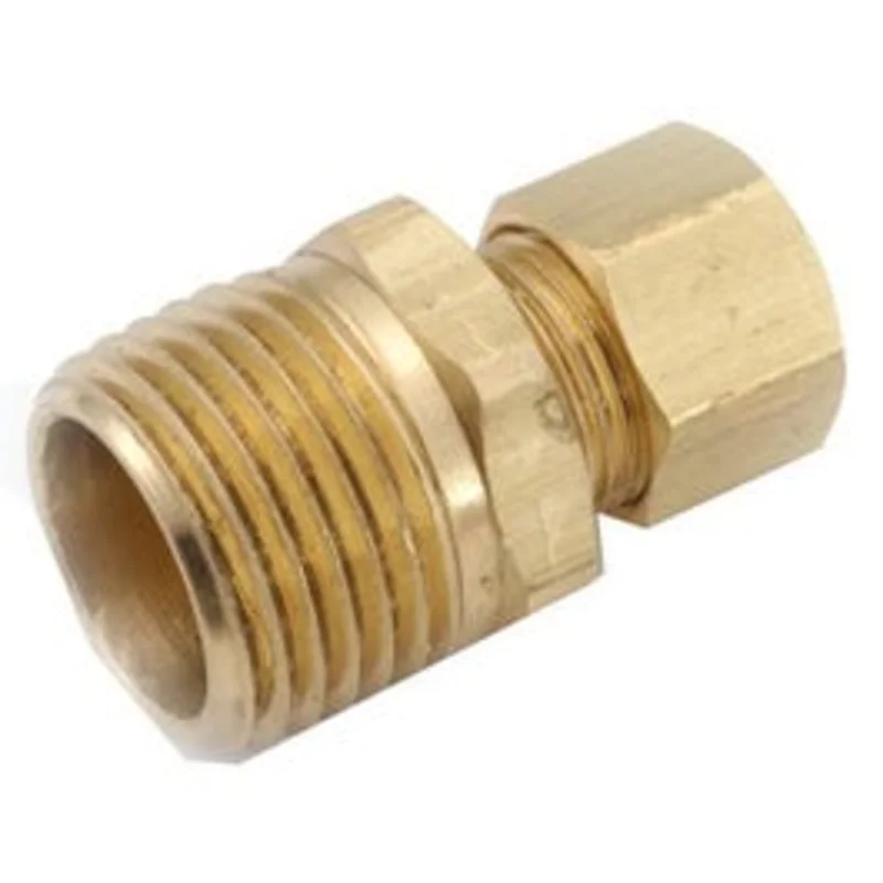 Pipe Fitting, Connector, Lead-Free Brass, 1/4 Compression x 1/2-In. MPT