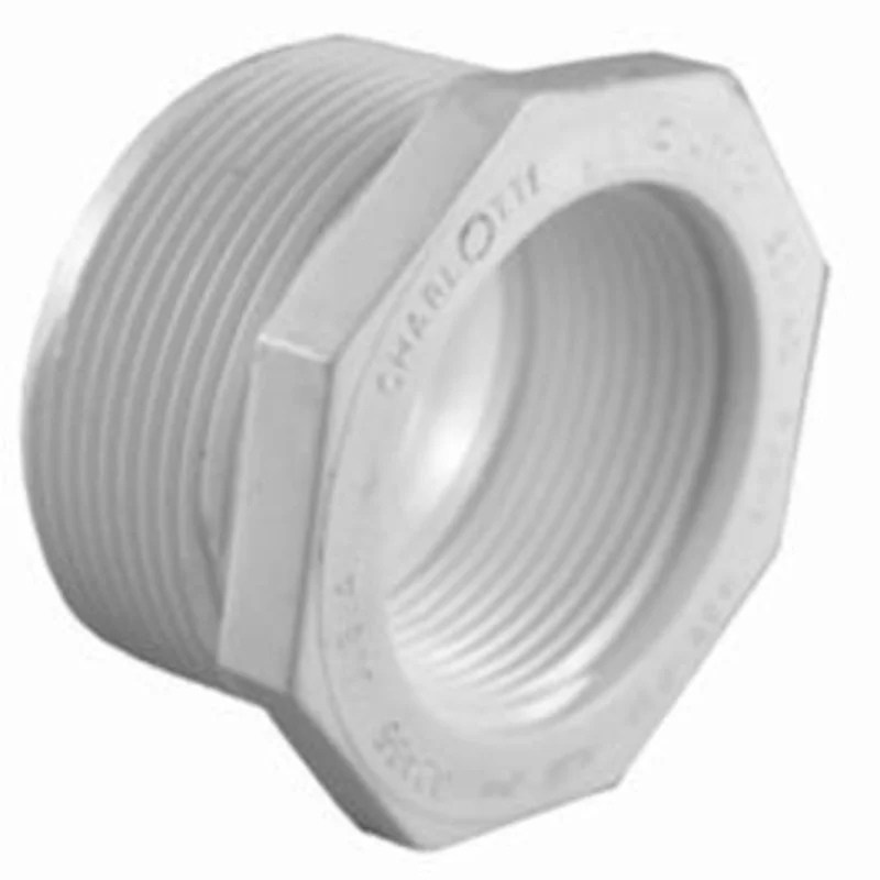 Pipe Reducer Bushing, Male x Female Thread, White, 1.5 x 3/4-In.