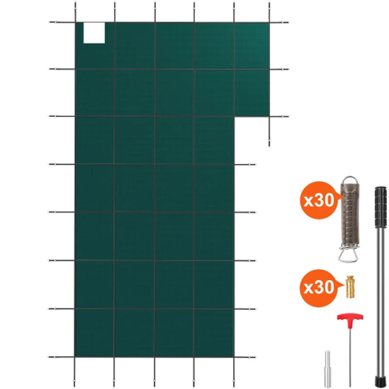 Pool Size 18 X 36 ft Inground Pool Safety Cover Size 20 X 38 ft Winter Pool Cover with Right Step and Installation Hardware Included