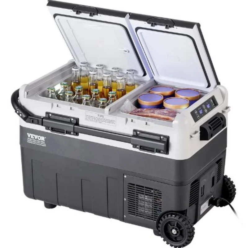 Portable 50L Car Refrigerator Dual Zone Freezer -4 to 68 Adjustable for Home Outdoor Camping( RV & Car Use)