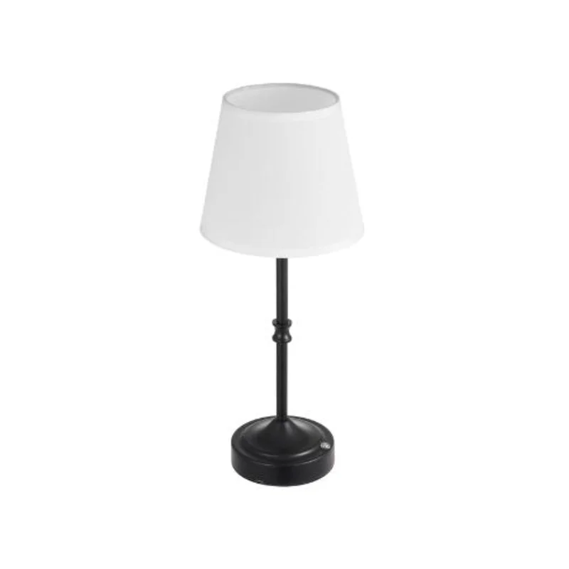Portable Battery Powered Table Light Warm White 27003000K 3 Step Dimming Soft Fabric Shade Black