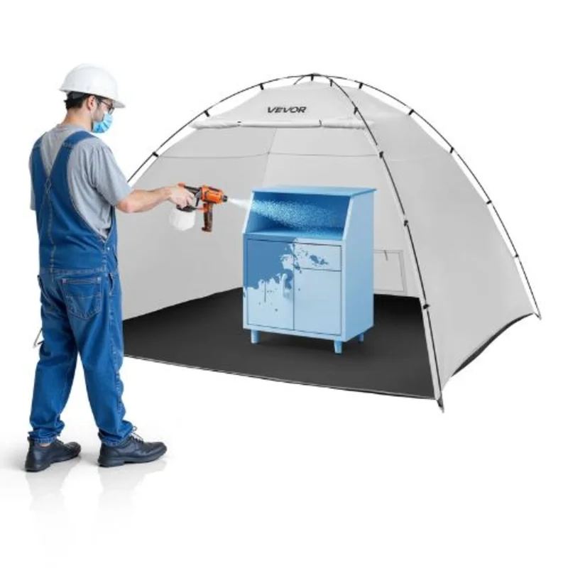 Portable Spray Paint Booth Tent with Floor & Mesh Screen for Furniture