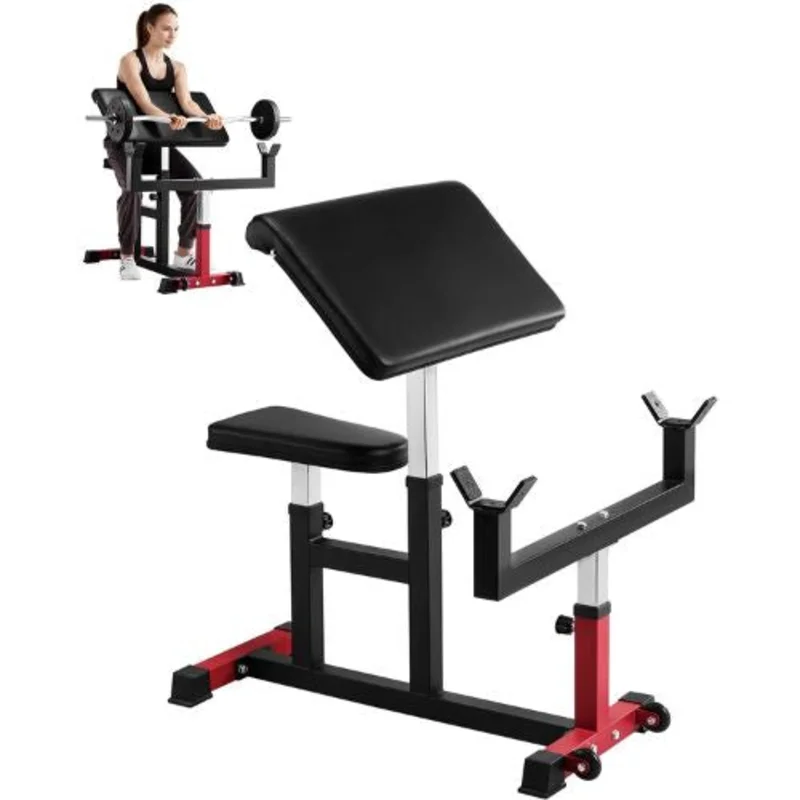 Preacher Curl Bench 440lbs Max Load Strength Training Machine Adjustable Weight Bench for Bicep Isolation Home Gym Equipment
