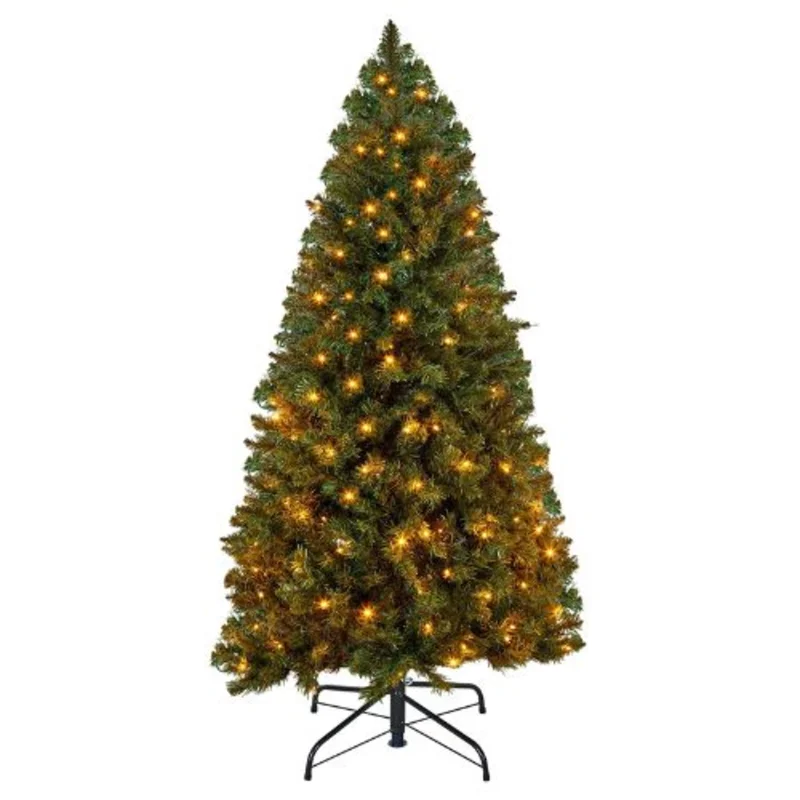 Prelit Artificial Tree and 120 Warm LED Lights with 8 Light Modes Metal Stand (4FT)
