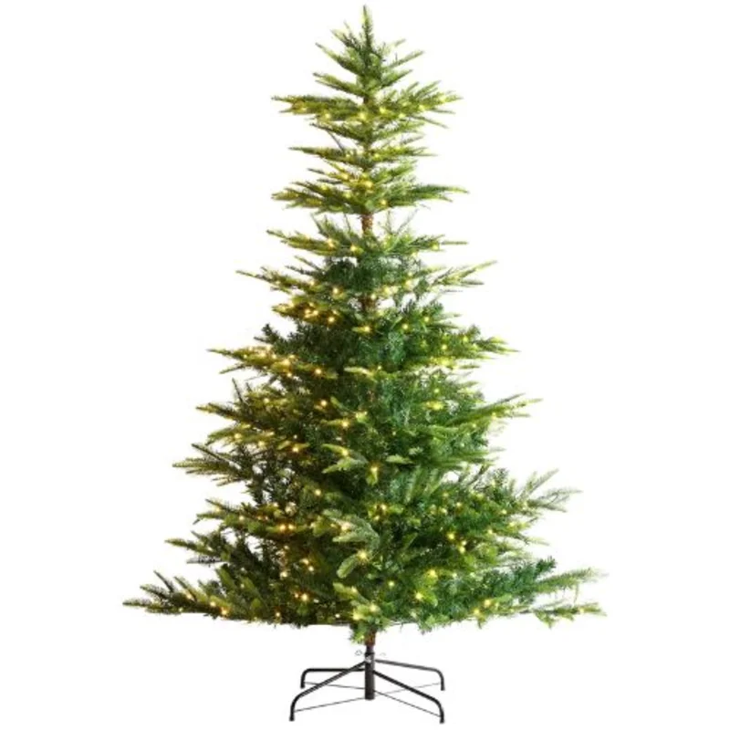 Prelit Flocked Artificial Tree with 350 Warm White LED Lights Decoration (6.5FT)