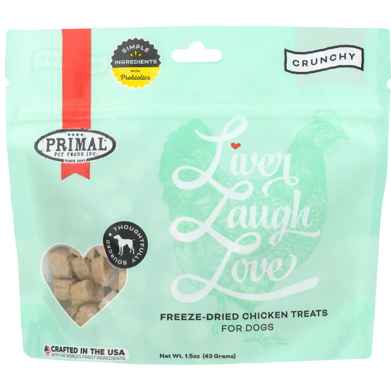 Primal Liver Laugh Love Freeze Dried Chicken Dog Treats