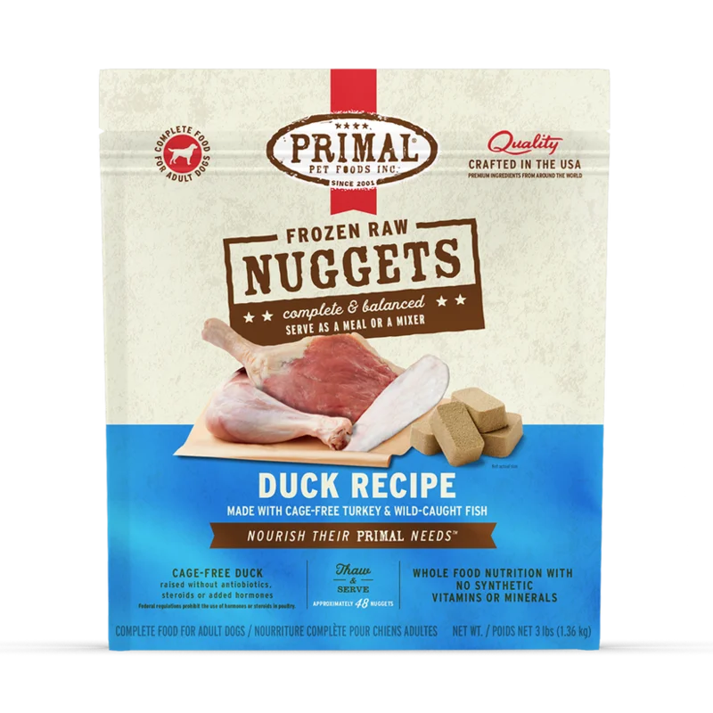 Primal Pet Foods Frozen Raw Nuggets Dog Food Duck Recipe