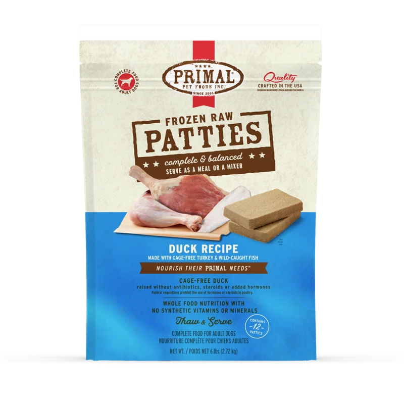 Primal Pet Foods Frozen Raw Patties Dog Food Duck Recipe