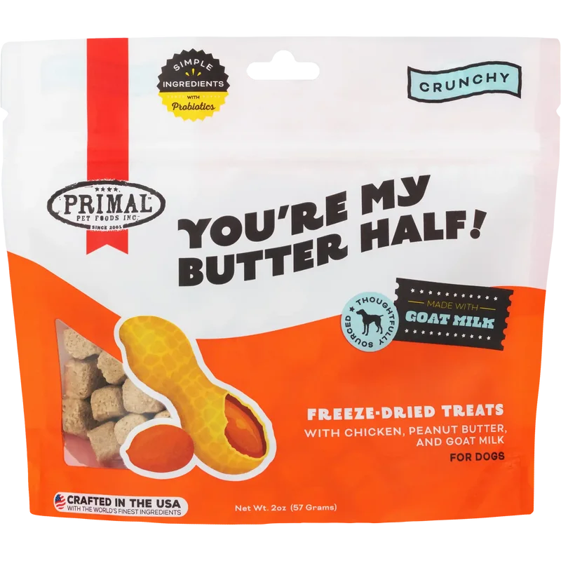 Primal You're My Butter Half Chicken, Peanut Butter, and Goat Milk Freeze Dried Dog Treats