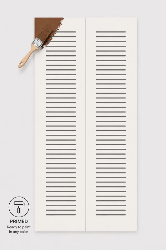 PRIMED PRECUT Louvered Door Panels Compatible with Compack 180/90 Hardware Ventilated Doors for AC, Laundry & Utility Rooms