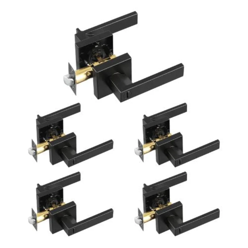Privacy Door Handle Matte Black Door Lever with Reversible Right/Left Handing Keyless for Bathroom and Bedroom Doors
