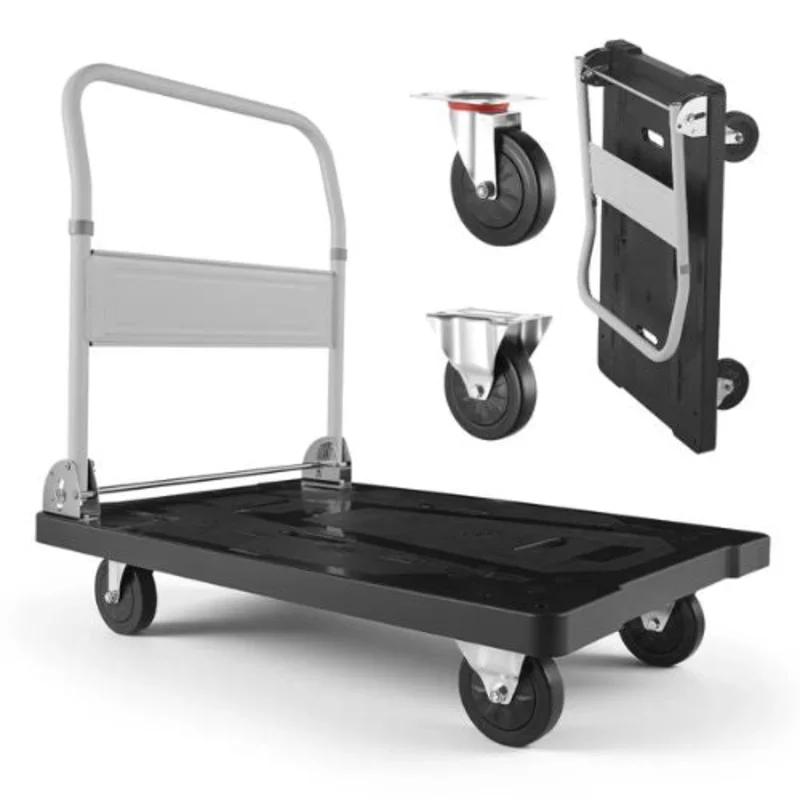 Push Cart Dolly Folding Platform Truck with Swivel Wheels Moving Platform Hand Truck Flatbed Cart for Easy Storage