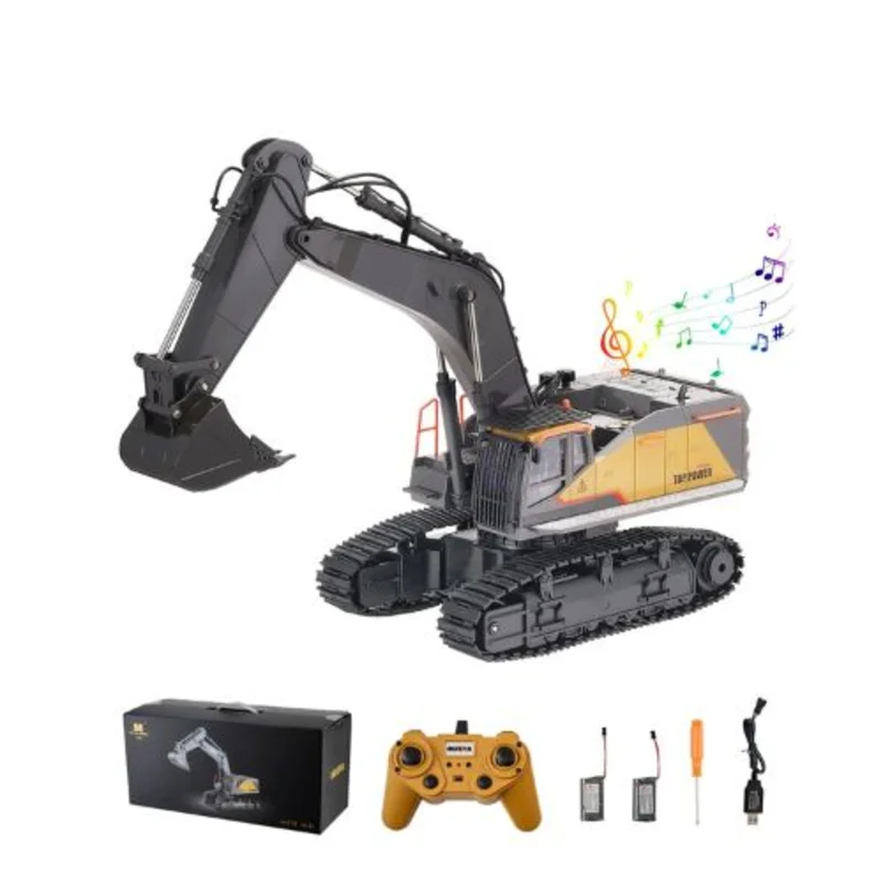 RC Excavator Toy, 1:14 Scale, 22-Channel Remote Control Digger with Metal Shovel, Lights & Sounds