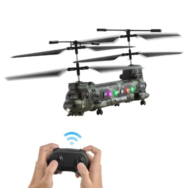 RC Helicopter 2.4GHz Military Remote Control Helicopter, 3.5-Channel RC Aircraft with One-Key Takeoff/Landing, LED Lights, 20-Min Flight Time, Ages 8+