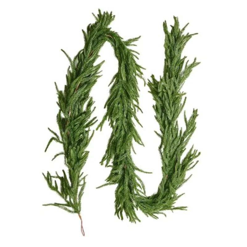 Realistic Norfolk Pine Garland Evergreen Real Touch Artificial Faux Greenery Xmas Decoration (5FT)