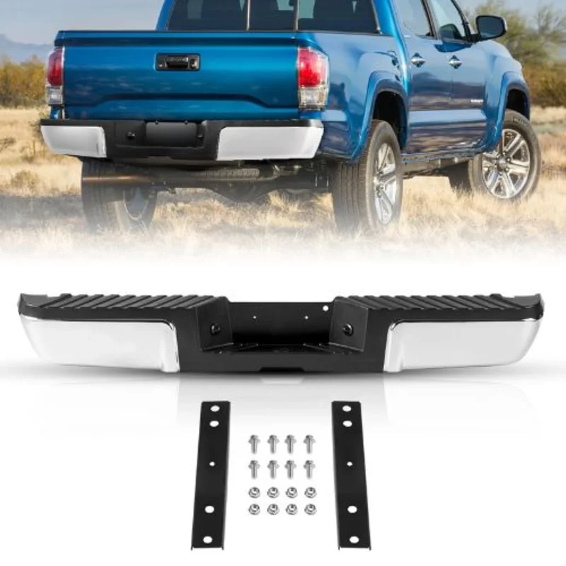 Rear Step Bumper for 2008-2016 Ford F250/F350 Super Duty Chrome Steel Assembly with License Plate Light & Step Pad Replacement for FO1103148