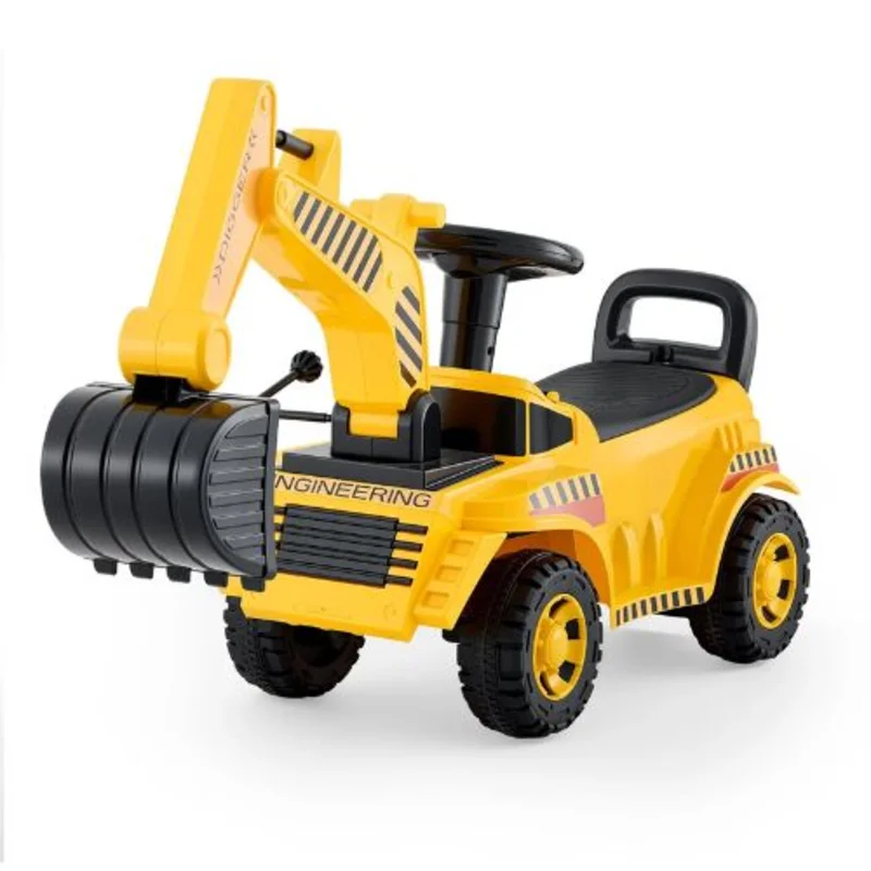 Ride-On Excavator Push Car for Toddlers, 1936 Months, Helmet & Music, 55 lbs Capacity